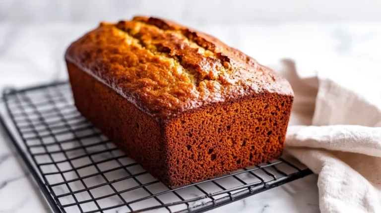 Freshly baked banana bread loaf