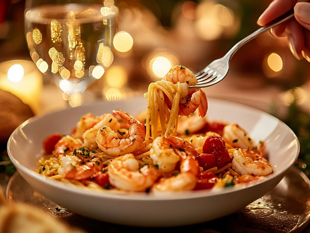 Why leave tails on shrimp in pasta