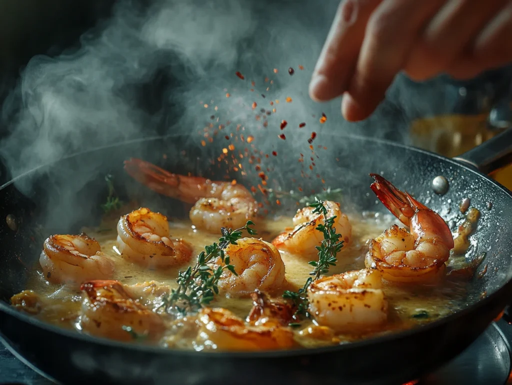 Why leave tails on shrimp in pasta