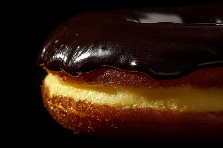 A delicious Boston cream donut with a chocolate glaze and creamy filling, showcasing the classic treat.