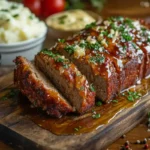 Ryan's Meatloaf Recipe sliced and ready to serve.