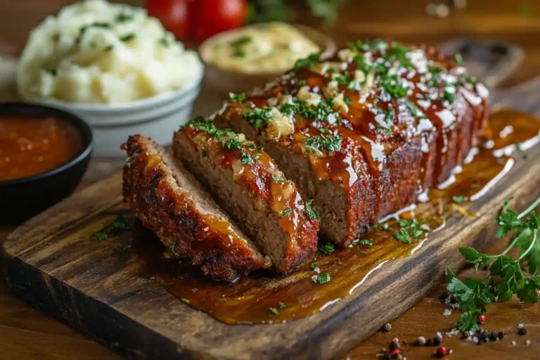 Ryan's Meatloaf Recipe sliced and ready to serve.