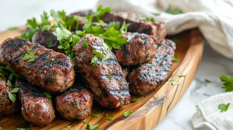 What is beef sausage? Grilled sausage on a plate