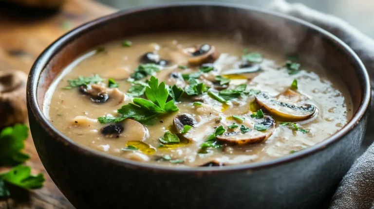 Bowl of probiotic mushroom soup