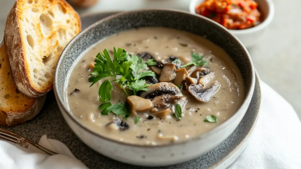 mushroom soup receip probiotic  served with sides