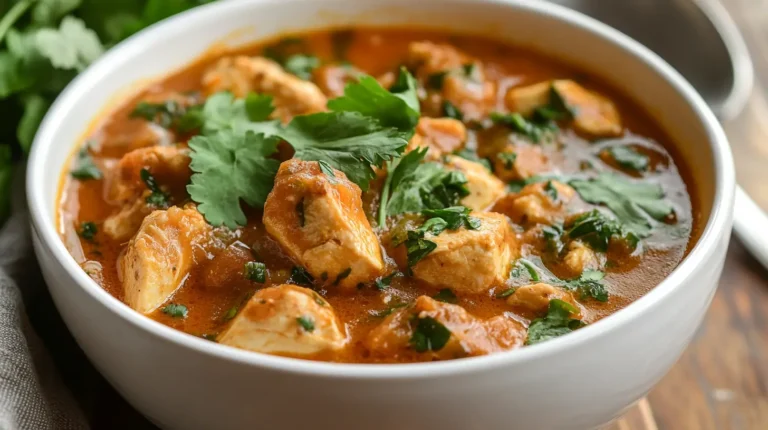 Chickarina soup in a bowl with fresh herbs