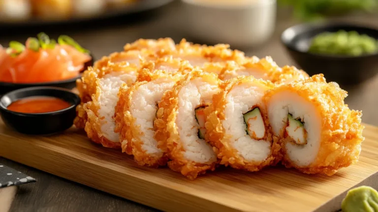 Crispy Chicken Tempura Roll on a Sushi Plate