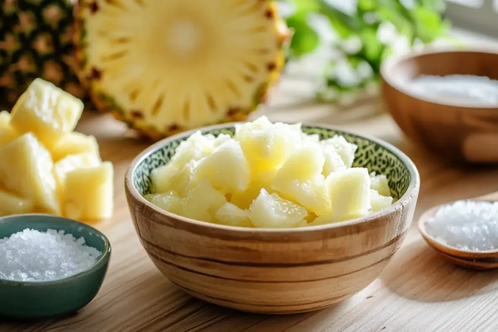 Why should you soak pineapple in salt water before eating it : Correct salt-to-water ratio for soaking pineapples