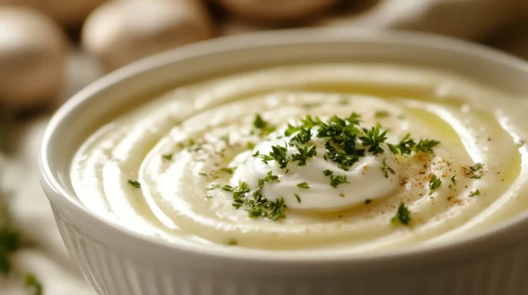 Greek yogurt in mushroom soup