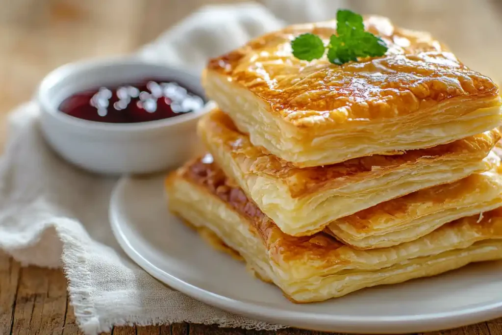 What are the 4 types of pastry? Puff pastry layers close-up